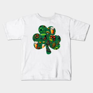 Patricks day Pattern in a Clover Kids T-Shirt